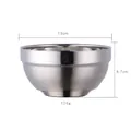 Double-walled 13cm stainless steel bowl with heat insulation and 126g brushed finish - Large (13CM) / Silver