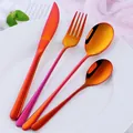 Set di posate arcobaleno in acciaio inox 304 con forchetta coltello e cucchiai - Rosso Magico