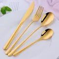 Set di posate da 4 pezzi in acciaio inossidabile 304 dorato con finitura lucida - Oro