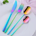 Set di posate in acciaio inossidabile arcobaleno con coltello forchetta e cucchiai - Bianco AB