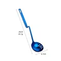 Cuillère à fente bleue en acier inoxydable 304 avec manche à crochet de 26 cm - Bleu / Petit