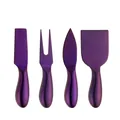 4-piece stainless steel cheese knife set with distinctive metallic purple finish - Four-Piece Set / Purple