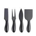 Set of four matte black stainless steel cheese knives with ergonomic handles - Four-Piece Set / Black