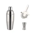 3-piece stainless steel cocktail shaker set with hawthorne strainer and double jigger - Shaker Jigger And Strainer / Silver/Natural Stainless Steel Set