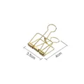 Golden hollow metal binder clip for office use with a width of 3.5cm and shiny finish - Small Binder Clip / 3.5cm x 4cm / Gold