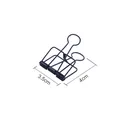 Black hollow wire binder clip in metal finish, size thirty-five mm wide and forty mm high - Small Binder Clip / 3.5cm x 4cm / Black