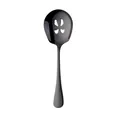 Modern black mirror finish stainless steel slotted serving spoon with floral cut-out - Slotted Skimmer (Black)