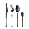 Set posate 4 pezzi nero opaco in acciaio inossidabile 304 con manici sottili - Nero