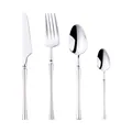 Set di posate 4 pezzi in acciaio inossidabile 304 lucidato con manici sottili - Argento