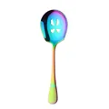 Rainbow plated stainless steel slotted serving spoon with unique four-leaf clover cutout - Slotted Skimmer (Iridescent 0)