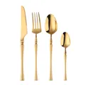 Polished gold 304 stainless steel cutlery set with knife fork and spoons - Gold