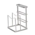 Vertical silver stainless steel kitchen rack for organizing cutting boards and lids - Natural