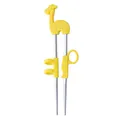 Bacchette per bambini giraffa gialla in acciaio 304 con anelli in silicone - Giraffa Gialla (Corpo Argento)