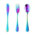 Set posate da 3 pezzi in acciaio inossidabile arcobaleno con coltello, forchetta e cucchiaio - Bianco AB