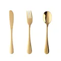 Set di posate in acciaio inox 304 dorato lucido con coltello, forchetta e cucchiaio - Oro