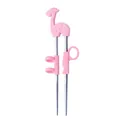 Bacchette per bambini rosa a giraffa in acciaio inossidabile 304 con anelli in silicone - Giraffa Rosa (Corpo Argento)