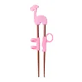 Lernstäbchen aus Edelstahl 304 mit rosa Giraffe und Silikonringen für Kinder - Rosa Giraffe (Roségoldener Körper)