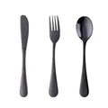3-piece matte black 304 stainless steel cutlery set with knife fork and spoon for kids - Black