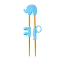 Kinder-Lernstäbchen mit blauem Silikon-Elefanten und goldenen Spitzen aus Edelstahl - Blauer Elefant (Goldener Körper)