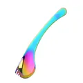Rainbow plated stainless steel 2-in-1 spork spoon for salad and soup service - AB Color