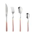 4-piece stainless steel cutlery set with pink gradient handles and V-shaped design - Gradient Rose Gold (Knife Fork Spoon Tea Spoon)