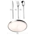 Service de couverts en acier inoxydable argenté avec couteau fourchette cuillère et assiette - Ensemble Couteau Fourchette Cuillère Et Grande Assiette (BD013)