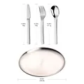 Ménagère 4 pièces japonaise en acier inoxydable avec finition argent poli miroir - Ensemble Couteau Fourchette Cuillère Et Petite Assiette (BD013)