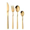 4-piece golden gradient stainless steel cutlery set with elegant curved handles - Gold (Knife Fork Spoon Tea Spoon)