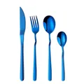 Modern 4-piece cutlery set with a V-shaped handle in electroplated gradient blue finish - Blue (Knife Fork Spoon Tea Spoon)