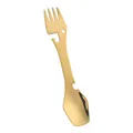 Golden 4-in-1 stainless steel camping spork with fork, spoon, bottle opener and wrench - Gold
