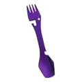 Purple multi-functional camping utensil with fork, spoon, and bottle opener - Purple
