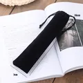 Sacchetto in velluto nero con coulisse, 26x7 cm, per posate e cancelleria - Borsa in Velluto Corta Nera