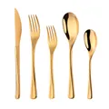 Set di posate in acciaio inossidabile dorato da 5 pezzi con finitura lucida elegante - Oro