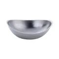 Sleek silver stainless steel sauce bowl with matte finish and ingot shape design - Crescent Bowl / Silver Crescent Bowl