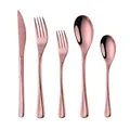 Set di posate da 5 pezzi in acciaio inossidabile oro rosa con finitura a specchio - Oro rosa