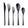 Set di posate da 5 pezzi in acciaio inossidabile nero lucido dal design moderno - Nero