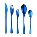Set di posate da 5 pezzi in acciaio inossidabile blu con finitura lucida - Blu