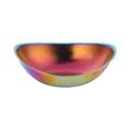 Rainbow finish stainless steel crescent shaped snack bowl with vibrant metallic reflections - Crescent Bowl / Iridescent Crescent Bowl