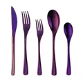 Set posate da 5 pezzi in acciaio inossidabile con elegante finitura viola lucido - Viola
