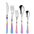 Set posate da 5 pezzi in acciaio inox arcobaleno con finitura a specchio e manici colorati - Colore sfumato
