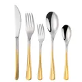 Set posate da 5 pezzi in acciaio inossidabile con finitura argento e manici oro opaco - Oro Sfumato