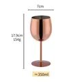 350ml Roségold Edelstahl Weinglas aus 304 Stahl mit Maßen und 154g Gewichtsinformation - Weinglas / Roségold