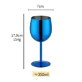 Blauer Metall-Weinkelch aus 304 Edelstahl mit 350ml Fassungsvermögen und glänzendem Finish - Weinglas / Blau