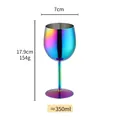 Regenbogenfarbenes Edelstahl-Weinglas 350ml mit Maßangaben und Gewichtsdetails - Weinglas / AB-Farbe