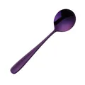 Purple mirror-polished 304 stainless steel round spoon with long ergonomic handle - Purple