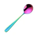 Rainbow plated stainless steel dessert spoon with vibrant iridescent finish and slim handle - AB Color