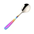 Polished 304 stainless steel round spoon with a vibrant rainbow gradient handle finish - Gradient Rainbow
