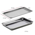 Set grande vassoio rettangolare in acciaio inox con scolo, dimensioni 49,5x44,5 cm - Naturale