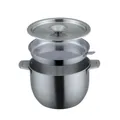 Contenedor de aceite de 2,8 l de acero inoxidable con colador de malla fina y tapa - Plateado