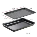 Set di teglie rettangolari in acciaio inox nero con fori di scolo per griglia e forno - Nero